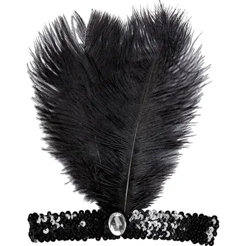 Flapper čelenka s peřím černá