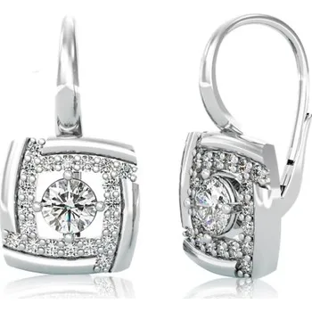 Náušnice Couple, Stylové náušnice Kostka Eleganza, bílé zlato se zirkony, 6680436-0-0-1