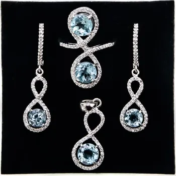 Souprava šperků Souprava stříbro Nekonečno světle modrý kámen 06