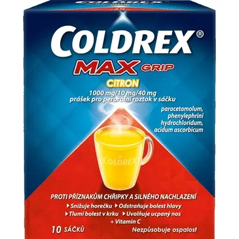 Lék na kašel, rýmu a nachlazení Coldrex MAXGrip Citron 1000mg/10mg/40mg sol.10 I