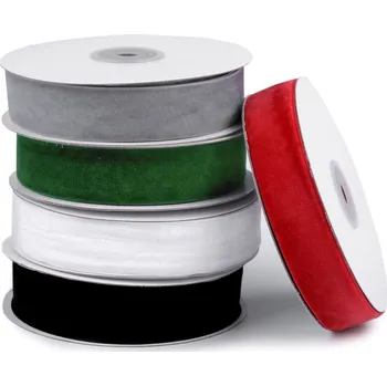 Stuha a.s. Sametová stuha, šíře 25 mm, mix barev barva: tmavě zelená