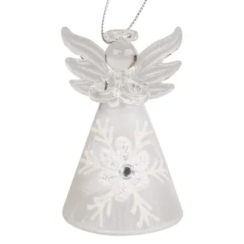 Vánoční dekorace Anděl Přerov Anděl skleněný na postavení s vločkou 8 cm