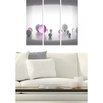 Bytová dekorace ASIR Obraz na MDF 3ks SKLENĚNÉ KULIČKY 20 x 50 cm