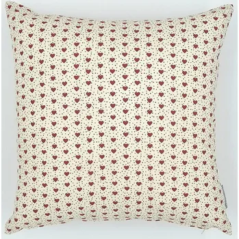 Dekorativní polštářek BYTEMA Dekorační povlak Mini srdíčko smetanový, červené srdce 40x40
