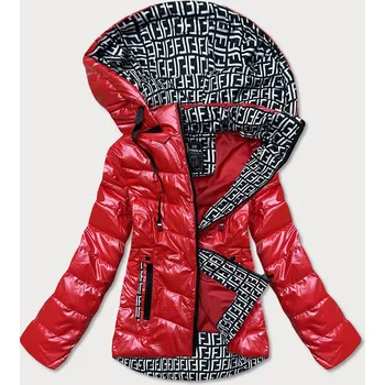 Lesklá červená bunda se vzorovanými vsadkami (W718) odstíny červené S (36)