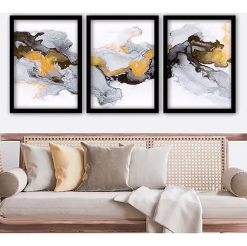 Obraz ASIR Dekorativní obraz 3ks MDF ABSTRAKCE 35 x 45 cm