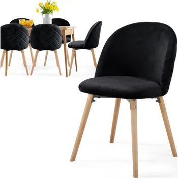 Jídelní židle MIADOMODO Sada jídelních židlí sametové, černá, 6 ks