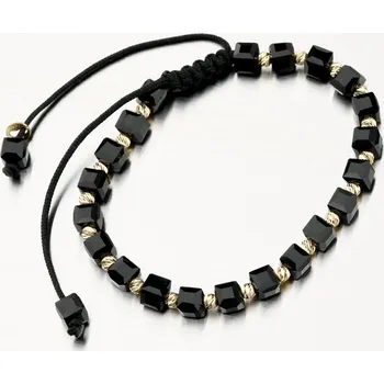 Oblečení a móda Dámský náramek žluté zlato 585 provázkový kuličkami PKL24-013 délka 24 cm