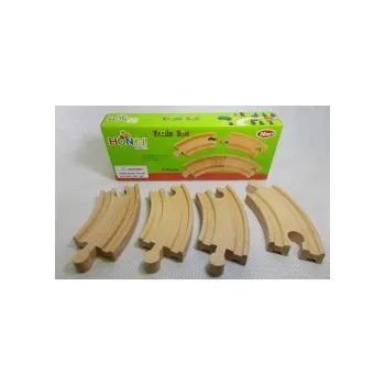 Vláček a vláčkodráha Koleje dřevěné zatáčka krátká 4ks - k vláčkodráze