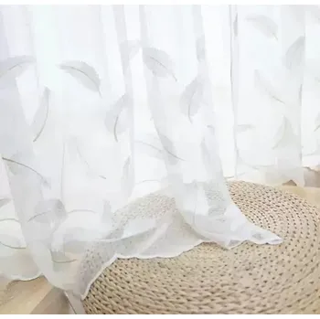 Záclona Bílá záclona s francouzským vyšíváním - Bílá,400 x 260cm,Na žabky