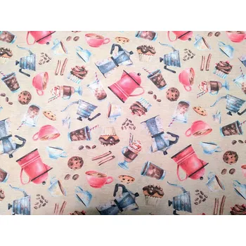 BYTEMA Dekorační látka KAVÁRNA šíře 140 cm