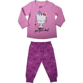 Dívčí oblečení Dívčí pyžamo Wolf S2251 s kočičkou, fialové