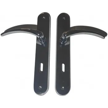 Dveřní kování DAB Trade Set klika-klika MIRIAM 8410, dlouhý štít, pro dózický klíč, trn 8 mm, PZ 72 mm, chrom lesk