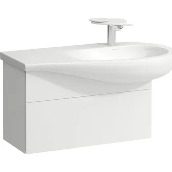 Koupelnový nábytek Alessi One - skříňka pod umyvadlo 900, s 1 zásuvkou, s výřezem pro sifon vpravo, pro umyvadlo H814976, bílá matná H4304110972601