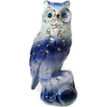 Sova zdobená soška porcelán 12cm
