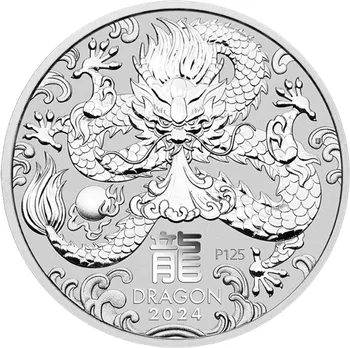 The Perth Mint Lunární série III. Rok draka 1 oz 2024 stříbrná mince 31,1 g