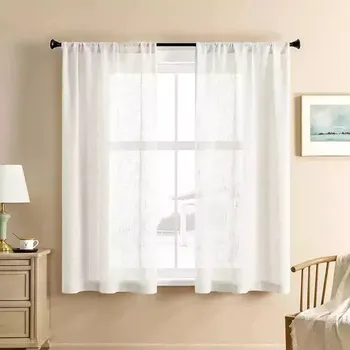 Obývací stěna Moderní krátké záclony - bílý 1,60cm x 130cm,Oka