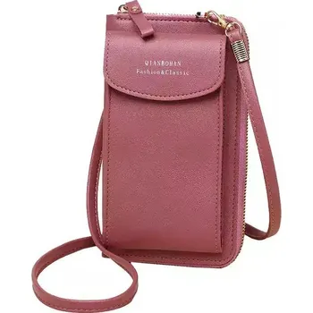 Peněženka Dámská peněženka s ramenním popruhem - Tmavě růžová