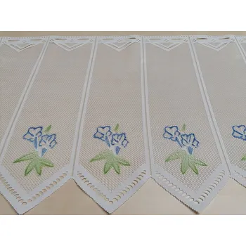 Záclona BRILTEX Žakárová záclona DD 875 Modré květy výška 60 cm