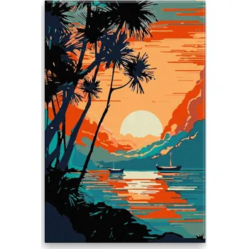 Dětské zboží Malování podle čísel - Západ v Thajsku - 40x60 cm, bez dřevěného rámu - CZ výroba