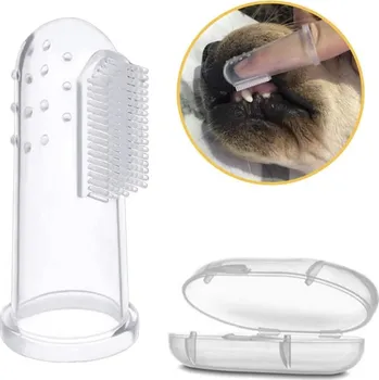 Péče o psí chrup Kartáček na čištění zubů pro psy a kočky v pouzdru