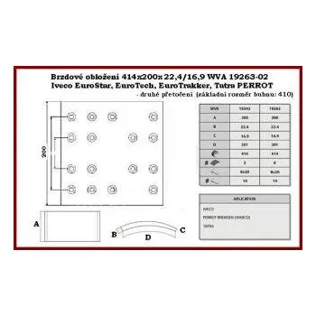 Brzdová čelist Brzdové obložení "02" pro IVECO EuroStar, EuroTech, EuroTrakker, Tatra 5668