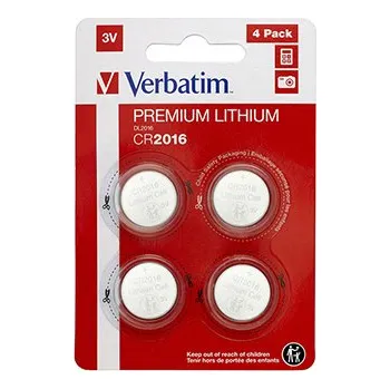 Článková baterie Baterie lithiová, CR2016, 3V, Verbatim, blistr, 4-pack, 49531