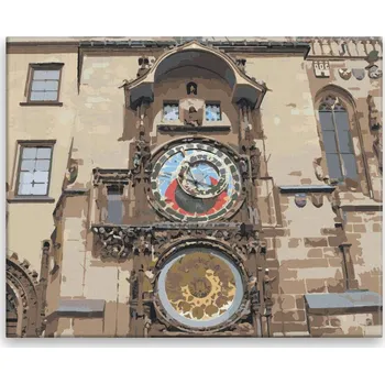 Malování podle čísel - Pražský orloj - 50x40 cm, bez dřevěného rámu - CZ výroba