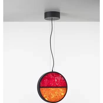 Brokis Designové závěsné svítidlo Geometric full PC1140, ⌀40cm Barva spodní části skla: hnědá kouřová BROKISGLASS (CGGB2792), Povrchová úprava skla: lesklý povrch (lícová strana) (CGSU2736), Barva horní části skla: zelené jablko - triplex opál BROKISGLASS