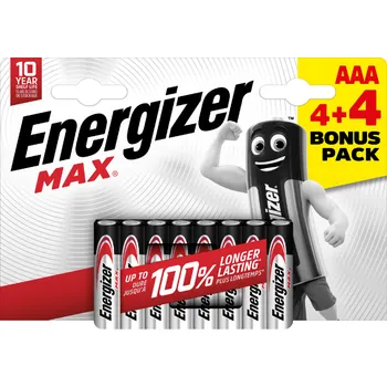 Energizer Max AAA, 4 + 4 ks