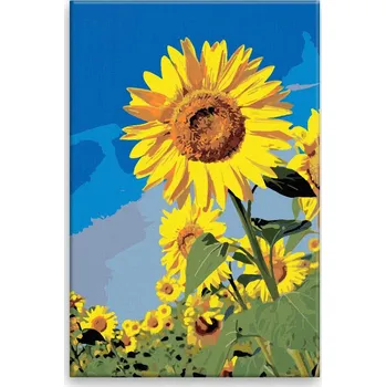 Dětské zboží Malování podle čísel - Pole slunečnic - 40x60 cm, bez dřevěného rámu - CZ výroba