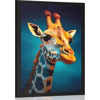 Plakát Dovido Plakát modro-zlatá žirafa