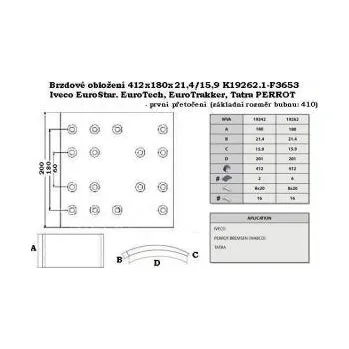 Brzdová čelist Brzdové obložení "01" pro TATRA 815 - náprava Perrot, Terrno, IVECO EuroTech, EuroStar 5137