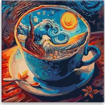 Malování podle čísel - Věštba z hrníčku - 40x40 cm, bez dřevěného rámu - CZ výroba