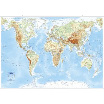 Svět: Státy a reliéf 1:26 000 000 - Kartografie PRAHA (2023, s lištami)
