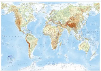 Svět: Státy a reliéf 1:26 000 000 - Kartografie PRAHA (2023, s lištami)
