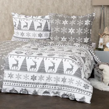 Povlečení 4Home Christmas Time šedá 140 x 200, 70 x 90 cm zipový uzávěr
