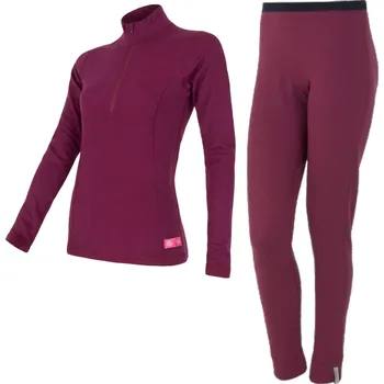 EGLOO Merino EGLOO DF MERINO ZipperNeck BaseSet dámské triko dl.rukáv ZIP+spodky, lilla Velikost: XL