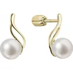 Pozlacené stříbrné náušnice pecky s říční perlou bílá 21102.1B