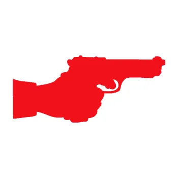 Polep vozidla SAMOLEPKA Ruka s pistolí 001 pravá ruce vzhůru (10 - červená) NA AUTO, NÁLEPKA, FÓLIE, POLEP, TUNING, VLASTNÍ TEXT, TISK, AUTOSAMOLEPKY.cz, POLEPY, OBRÁZEK, LOGO, SAMOLEPKY