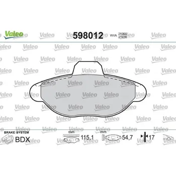 Brzdová destička Sada brzdových destiček, kotoučová brzda VALEO 598012