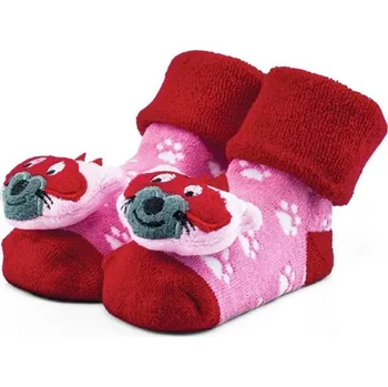 Capáčky Kojenecké ponožky s chrastítkem 6-12 měsíců liška - růžová