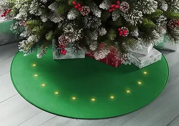 Vánoční osvětlení MagicHome Koberec pod stromeček s hvězdičkami zelený 22 LED teplá bílá