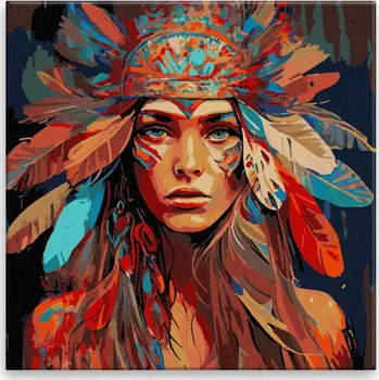 Malování podle čísel - Šamanka - 40x40 cm, bez dřevěného rámu - CZ výroba