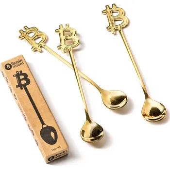 Žertovný předmět Originální čajové lžičky pro boháče 3ks zlaté - BITCOIN