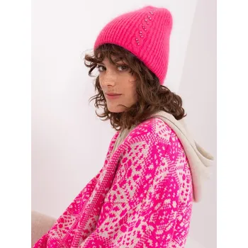 Čepice Čepice s korálky Wool Fashion Italia tmavě růžová EU velikost: Univerzální