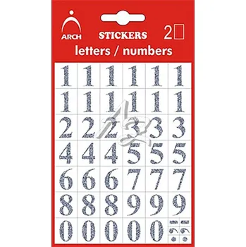 Speciální papír samolepicí etikety/2archy, Číslice 0-9, výška 14mm, Stříbrné