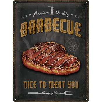 Plechová cedule Plechová cedule: Barbecue Nice To Meat You - 40x30 cm