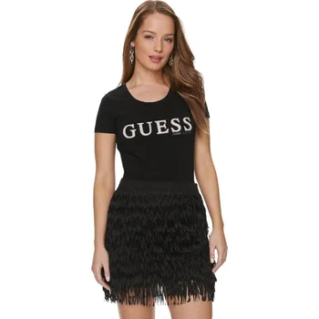 GUESS DÁMSKÉ TRIČKO SS RN PONY HAIR TEE BLACK W4RI45J1314 JBLK Velikost: S