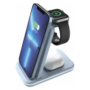 Canyon CNS-WCS304BL CANYON Bezdrátová nabíječka WS-304 BL, QC18W, 3v1, vstup 9V/2A, 12V/1.5A, výstup 15W/10W/7.5W/5W,Type C to USB-A, modrá